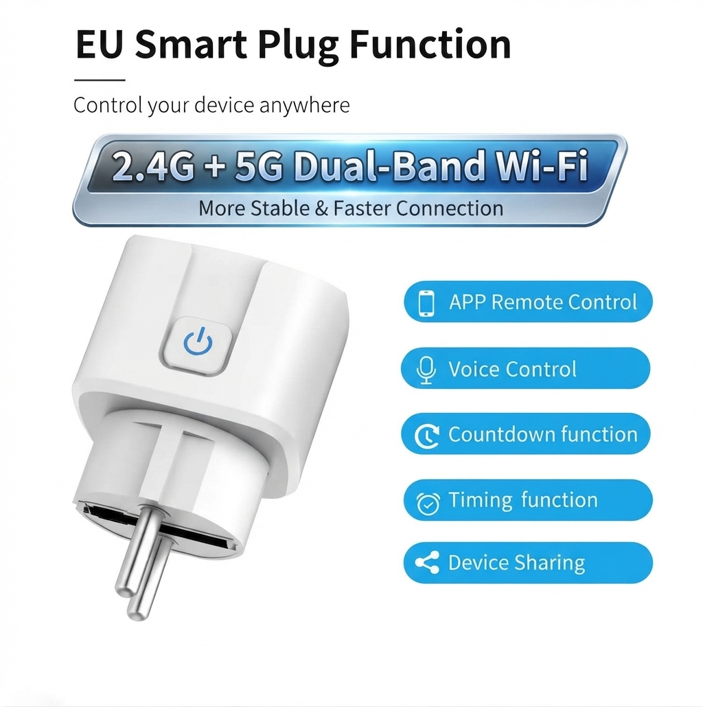 Tuya WiFi Dual-Band 2.4G&5G 16 - Timer Dual Outlet recension och pris